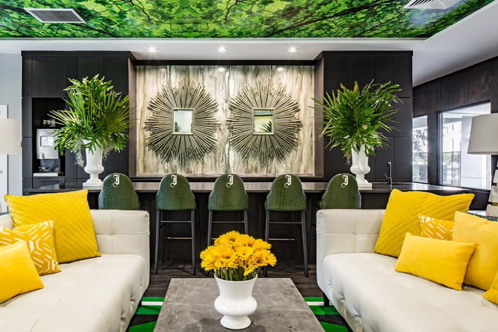 Incredible entry lounge area for residents to hang out in at The Ivy in Tampa, Florida