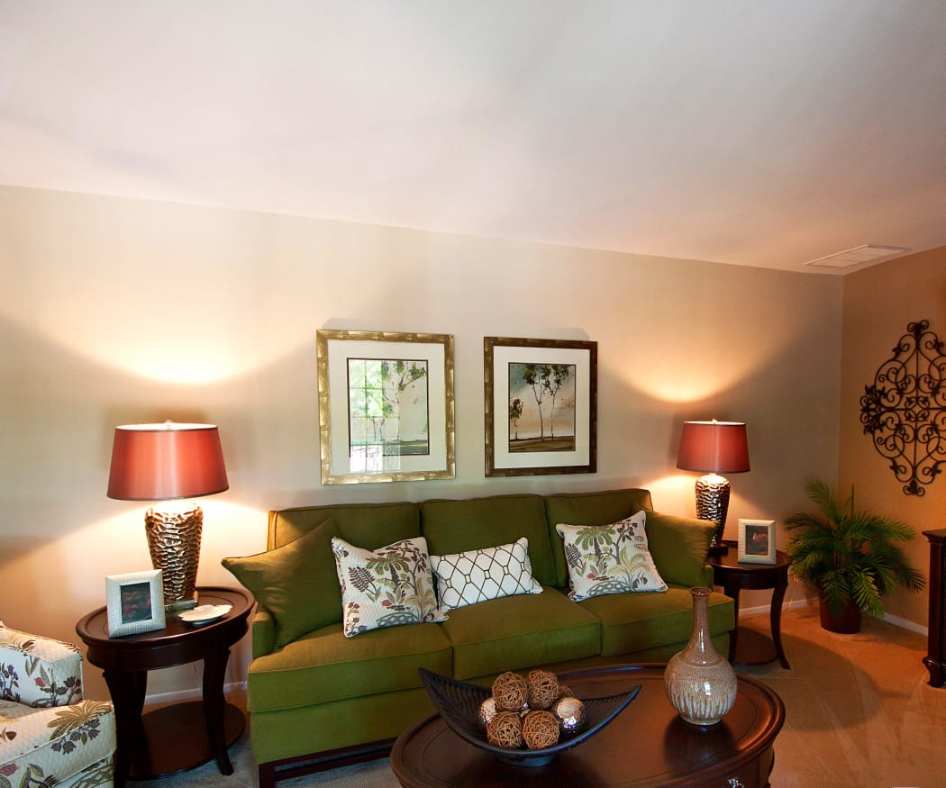 Modern living room at The Brittany Apartments in Pikesville, Maryland