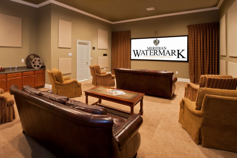 A spacious theater with comfortable seating at Meridian Watermark in North Chesterfield, Virginia