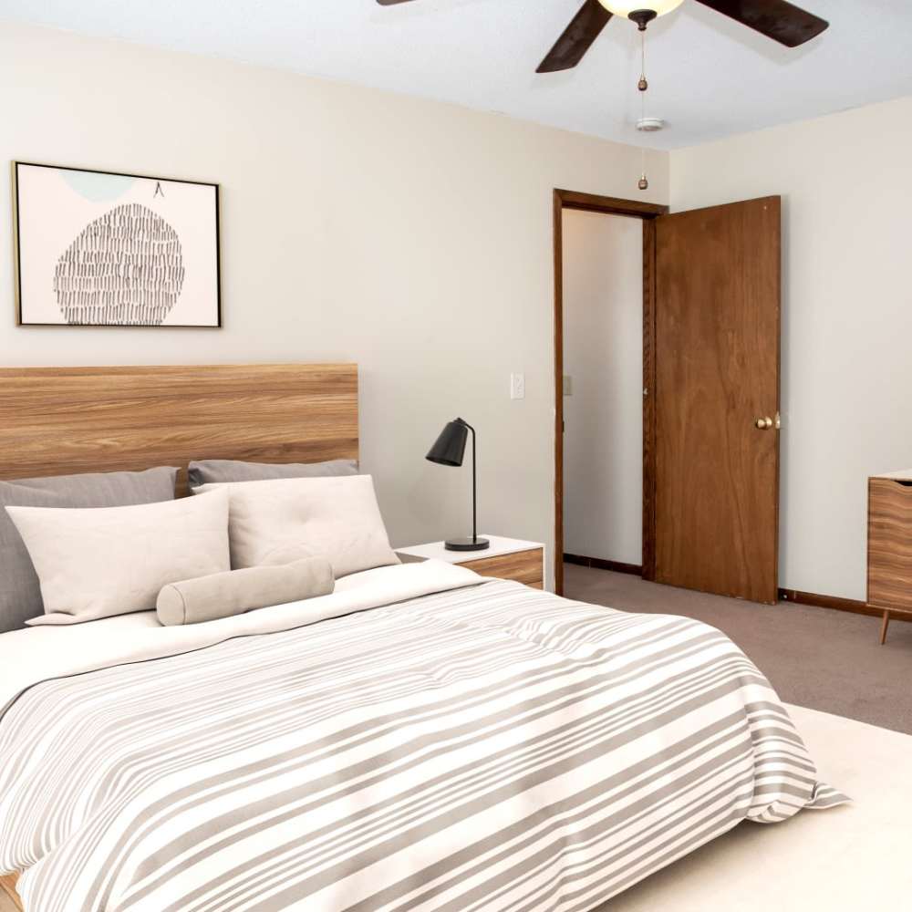 Well-lit bedroom at Bass Lake Crossing in New Hope, Minnesota