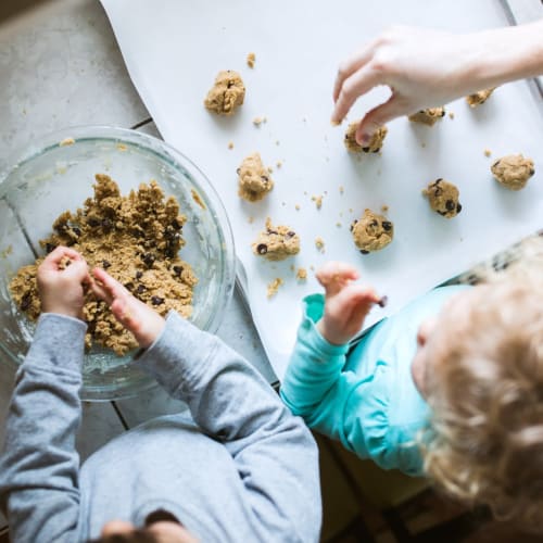 Children making cookies at Lofgren Terrace in Chula Vista, California