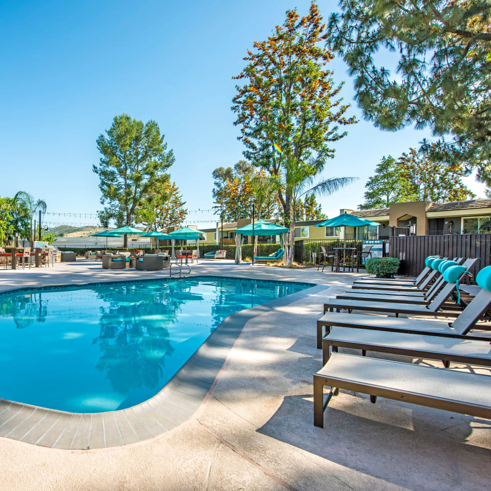 Beautiful resort-style swimming pool at Sofi Poway in Poway, California