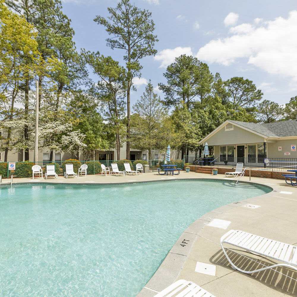 Swimming pool at Landmark Flats in Fayetteville, North Carolina