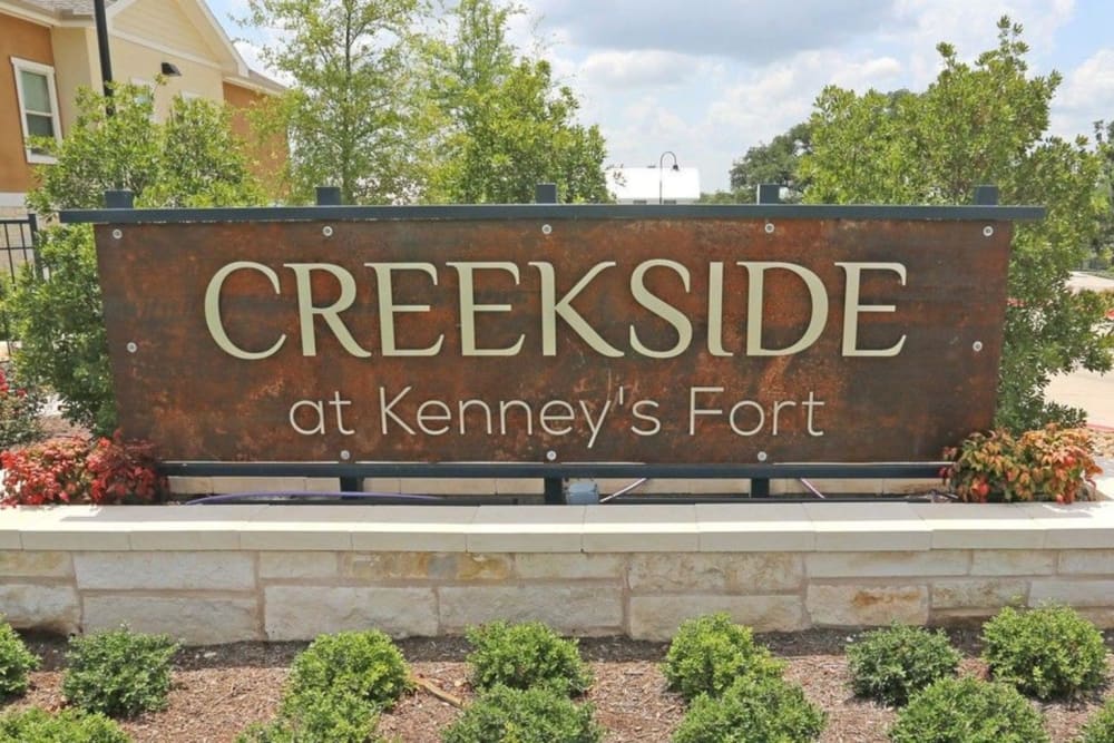 Community sign at Creekside at Kenney's Fort in Round Rock, Texas
