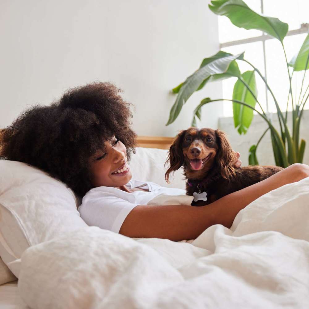 Resident with there pet at Sangria Park in Austin, Texas