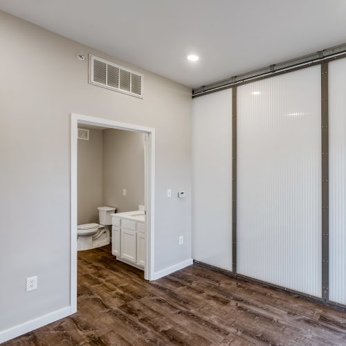 Floor to ceiling room divider at Seminary Square Lofts in Covington, KY