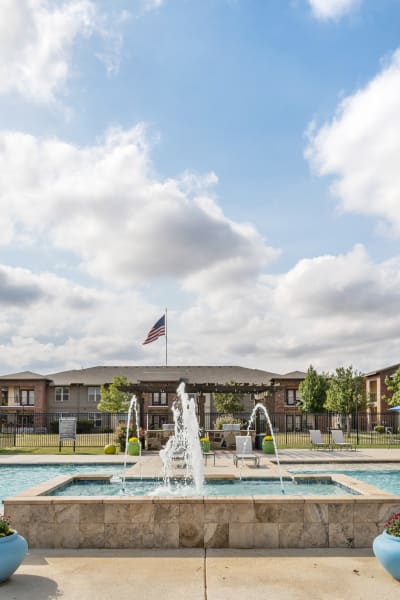 Poolside fountain at Anatole at City View in Lubbock, Texas