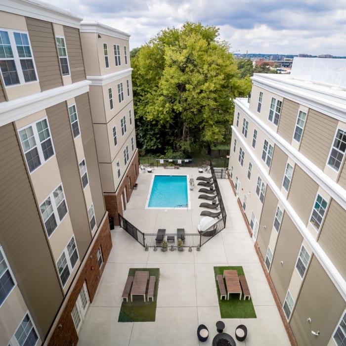 Pool and courtyard at Cedar Broad, Richmond, Virginia