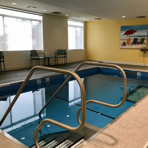 Residents exercise pool at Quail Park at Shannon Ranch in Visalia, California