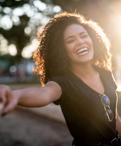 Happy resident at Bayfair Apartment Homes in San Lorenzo, California