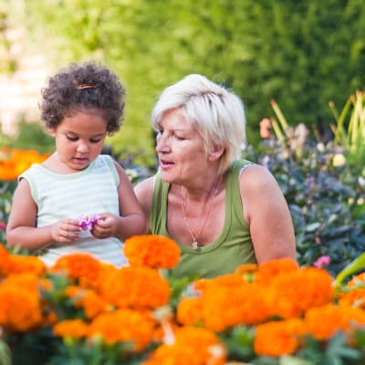 A resident in the garden at Aurora on France in Edina, Minnesota. 