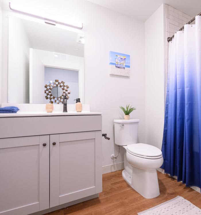 Bathroom in an apartment at Lincoln Square in Wilmington, Delaware