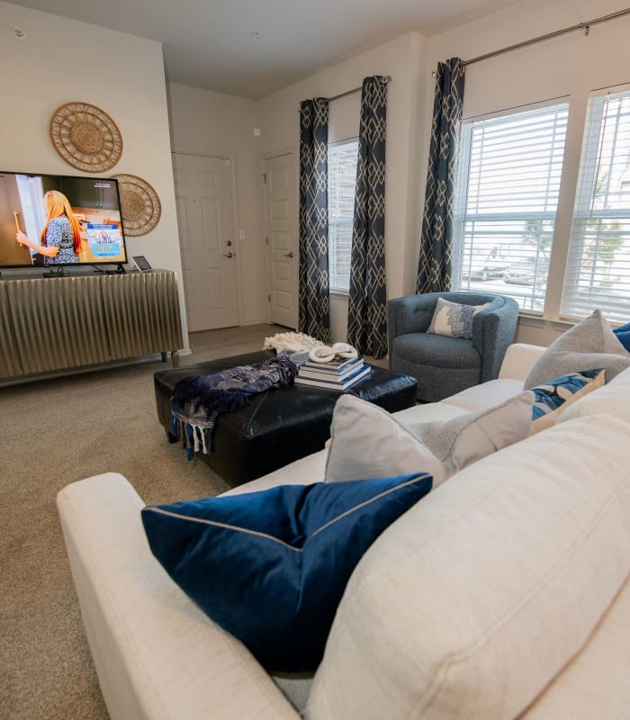 Living room at Center 301 Apartments in Belton, Missouri