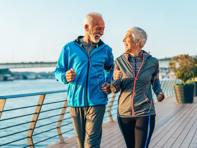 A couple jogging near Leisure Living Lakeside in Evansville, Indiana