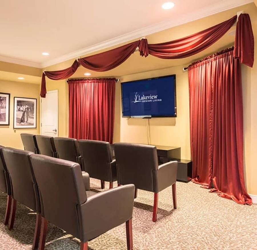 Theater room at Lakeview Senior Living in Lakewood, Colorado