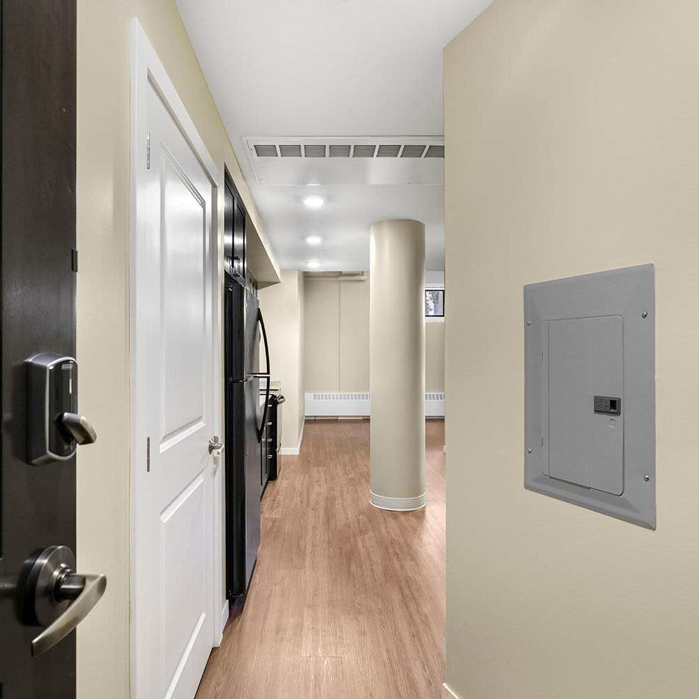 Studio apartment hallway at 430 Oak Grove in Minneapolis, Minnesota