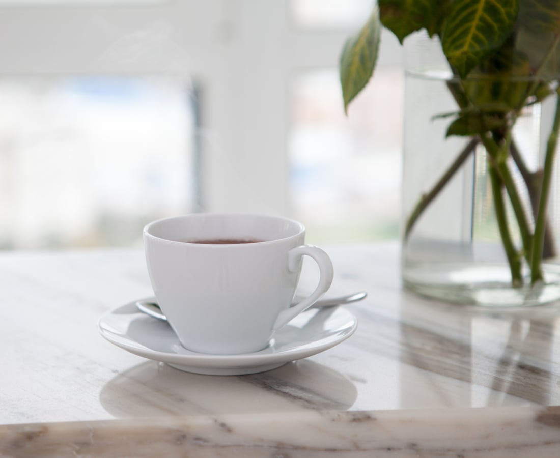 A coffee mug on a counter at Commons at Briarwood Park in Brookhaven, Georgia