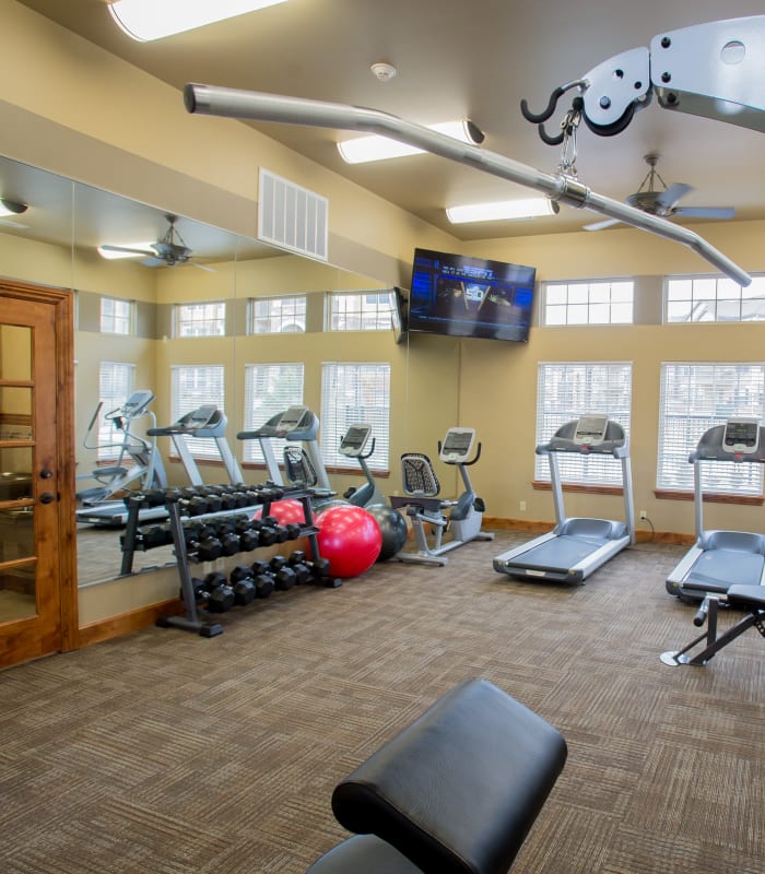 Fitness center at Portofino Apartments in Wichita, Kansas