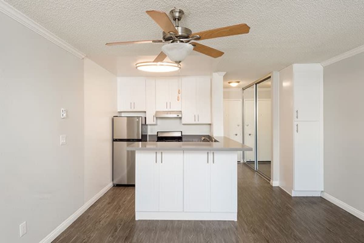 Kitchen in apartment at Westside Terrace, Los Angeles, California