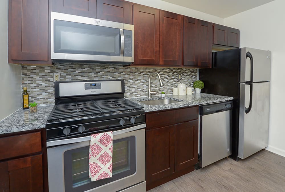 Kitchen at Duncan Hill Apartments in Westfield, New Jersey.