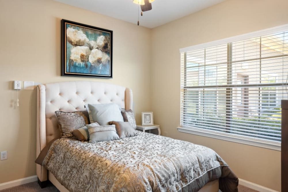 Serene bedroom in apartment at Anthology of Stonebridge Ranch in McKinney, Texas