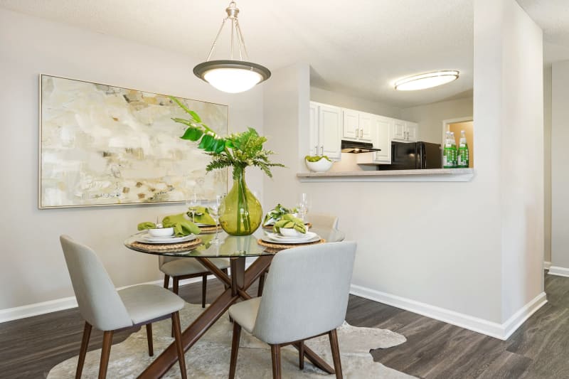 Breakfast nook in model home ready for a meal to be ate here at Belle Vista Apartment Homes in Lithonia, Georgia
