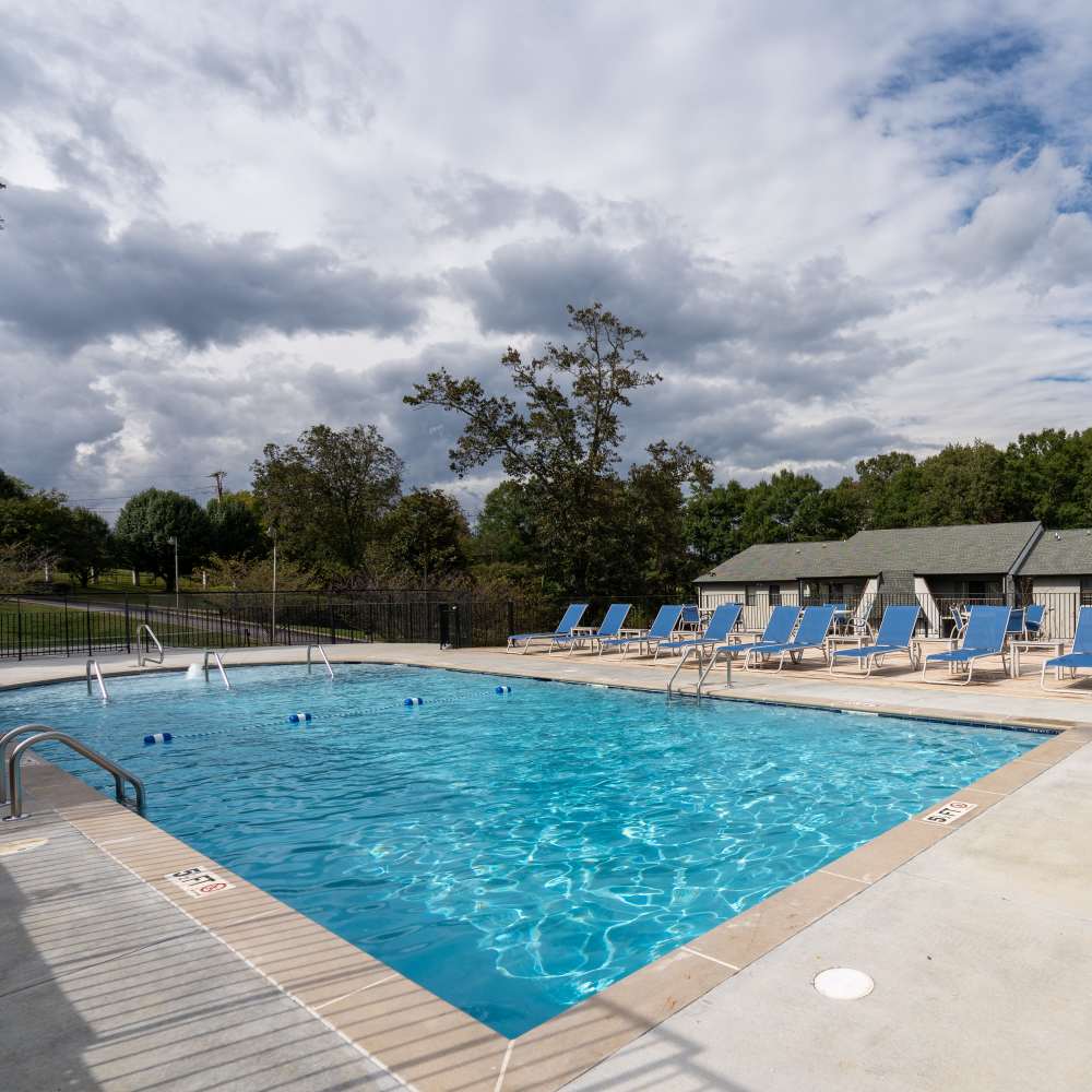 Pool with lounge chairs at Germantown Gardens in East Ridge, Tennessee
