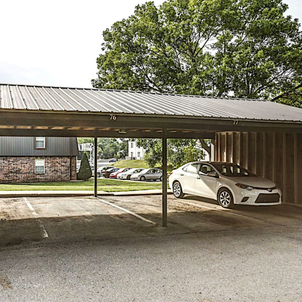 Covered parking at London House Apartments in Lenexa, Kansas