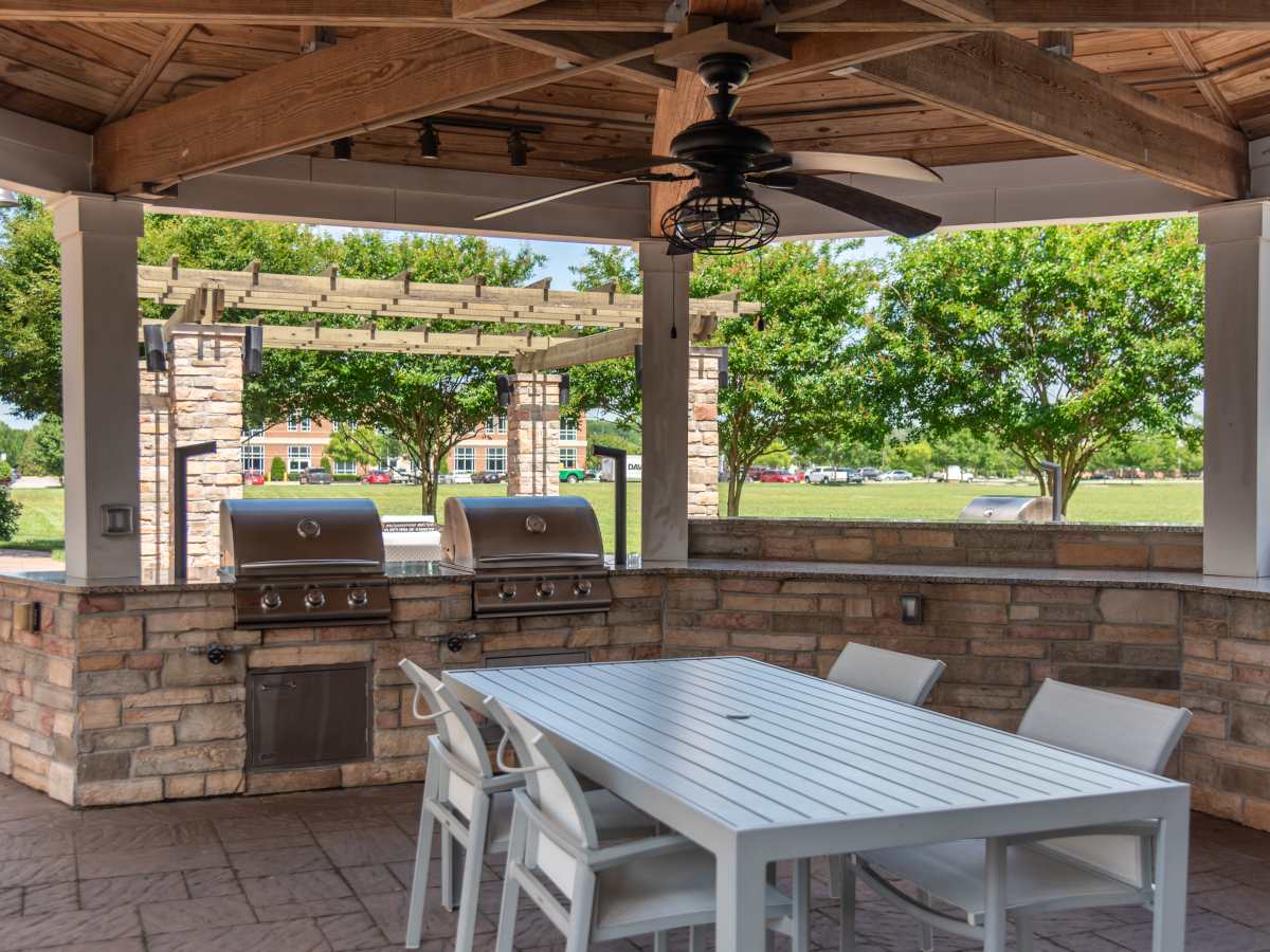 Covered Outdoor Grill Area at Red Knot at Edinburgh in Chesapeake, Virginia.