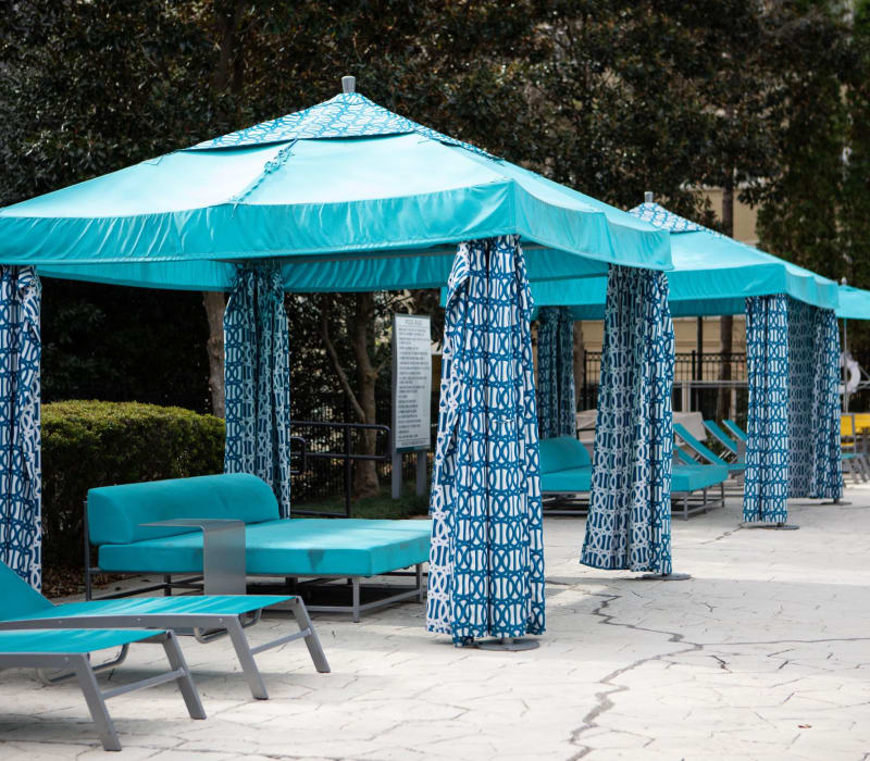 Poolside lounge chairs at Marq Perimeter in Atlanta, Georgia