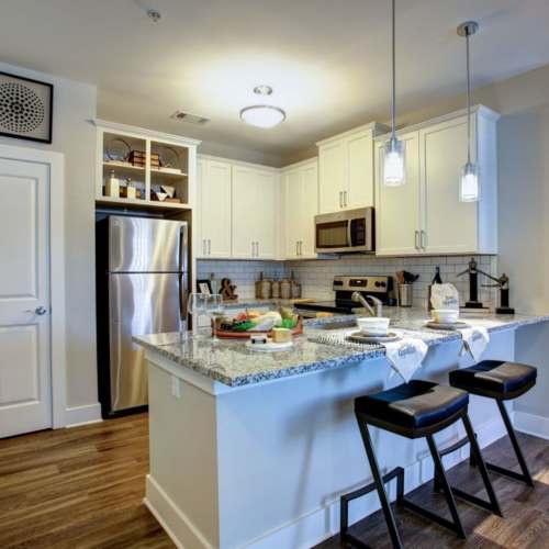 Kitchen area with light accents Avonlea Creekside in Marietta, Georgia