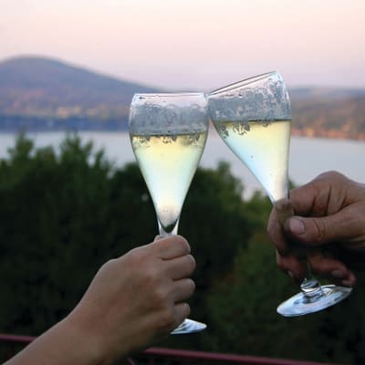 Champagne glass cheers at Reserve Pointe Apartments in Canandaigua, New York