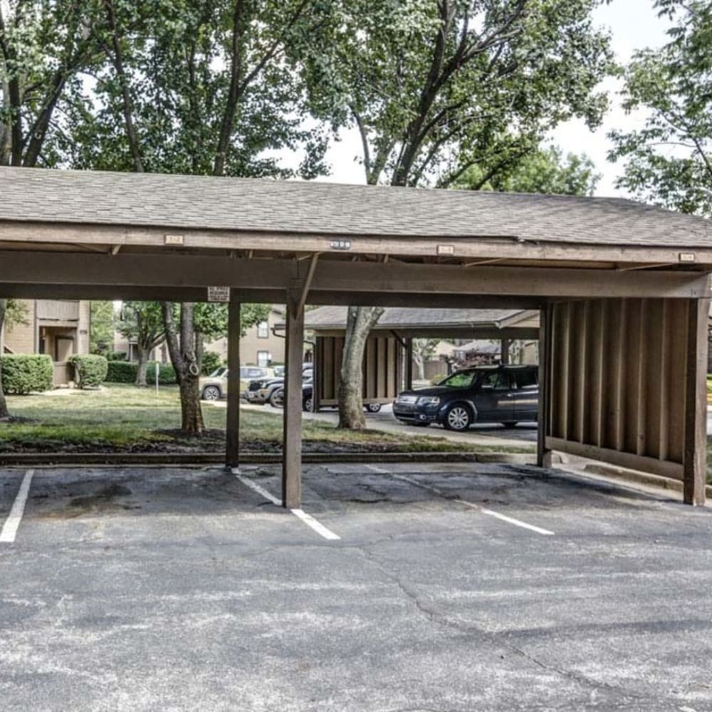 Covered parking spots at Springhill Apartments in Overland Park, Kansas