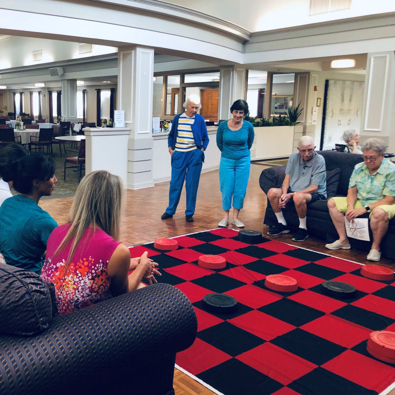 Giant checkerboard at a Presbyterian Communities of South Carolina community