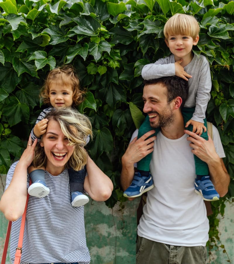 Happy family near Aston Pointe in Aston, Pennsylvania
