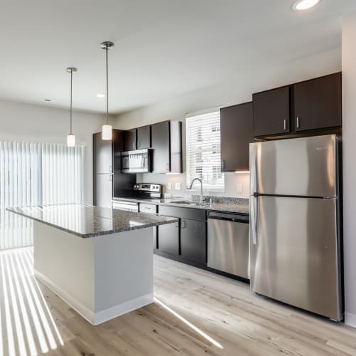 View of kitchen at Union Court Senior Apartments and Townhomes in Kenosha, Wisconsin