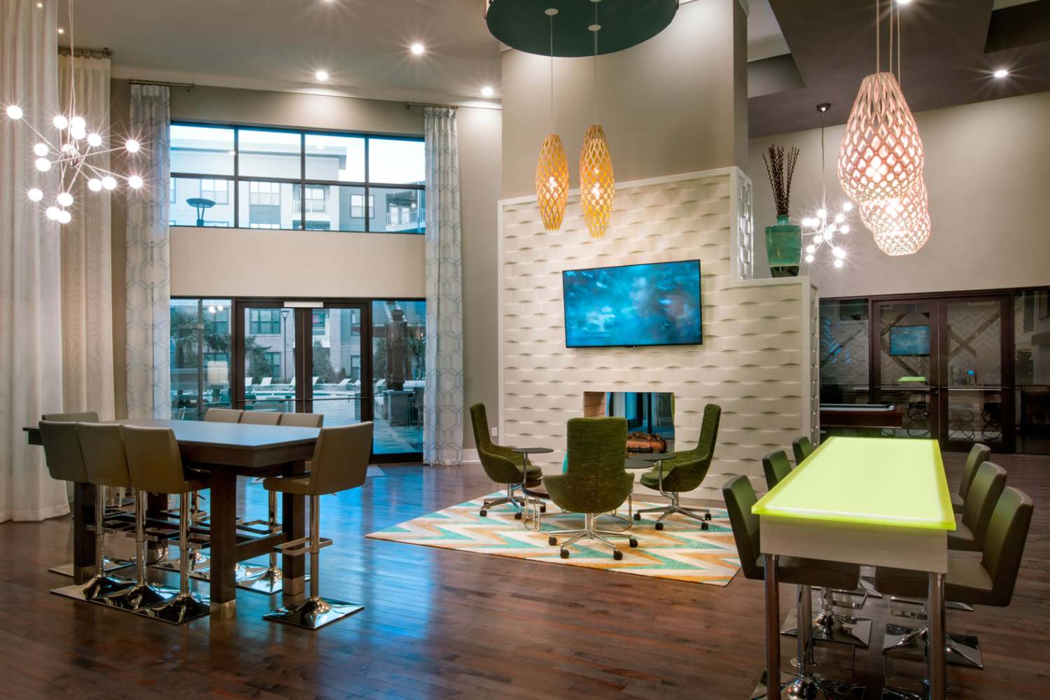 Community lounge area at Reserve Ballpark in Atlanta, Georgia