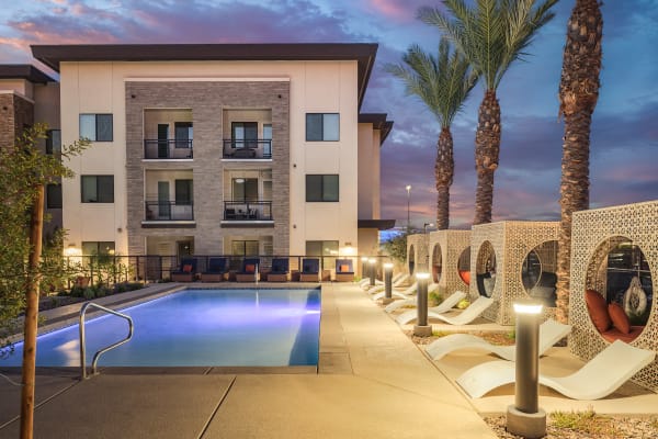 Views from the poolside cabanas at Soltra at San Tan Village in Gilbert, Arizona