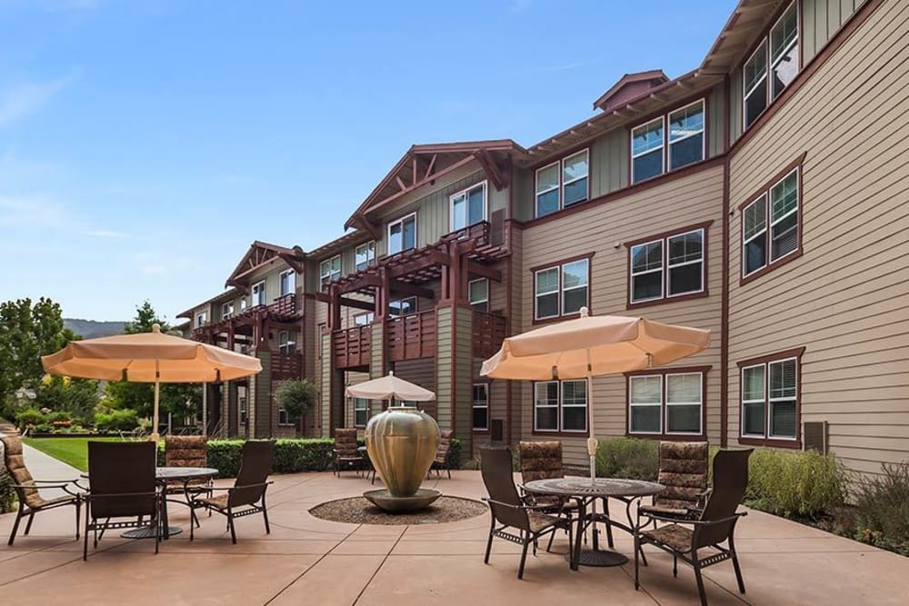 Patio at Merrill Gardens at Gilroy in Gilroy, California. 