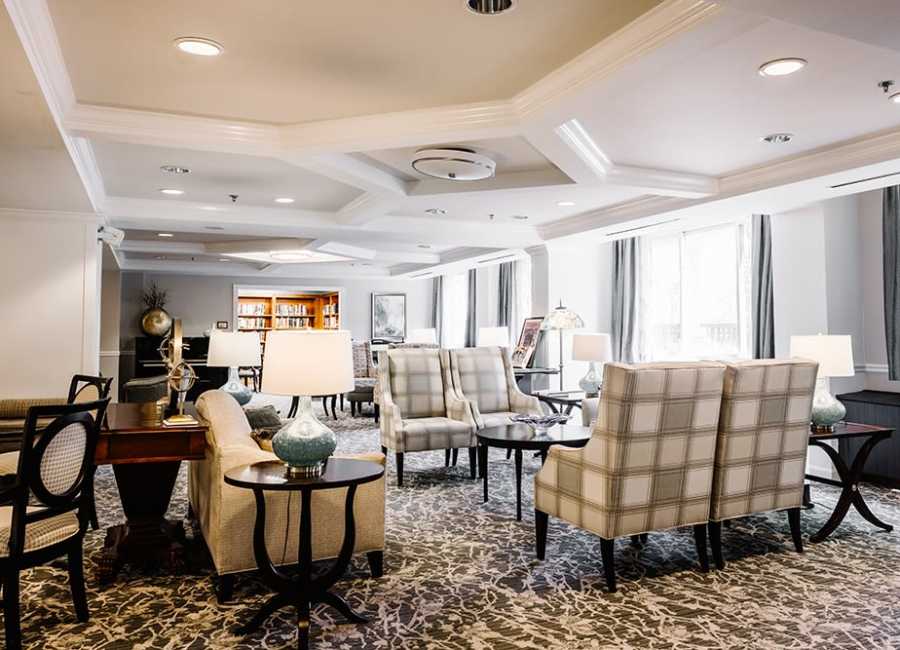 Community seating  area with full size window at The Residences at Thomas Circle in Washington, District of Columbia