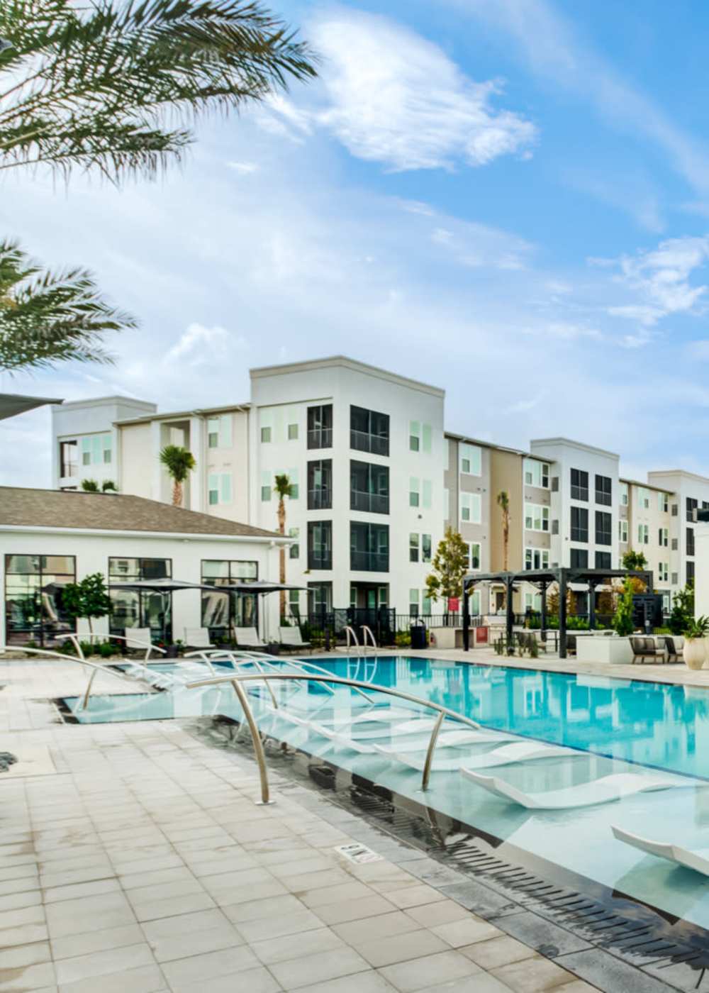 Apartment exteriors at Afton Palms in Sanford, Florida
