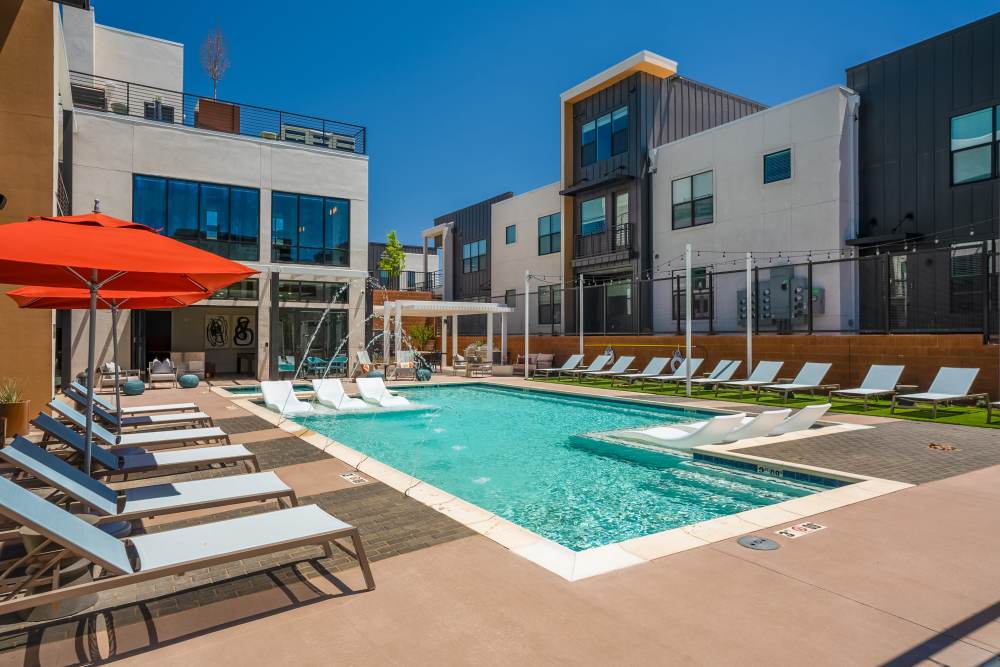 Resort-style pool at at Olympus Latitude in Albuquerque, New Mexico