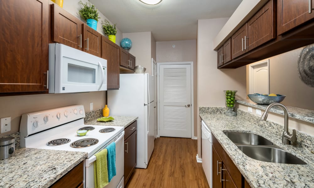Kitchen with granite countertops at The Springs of Indian Creek