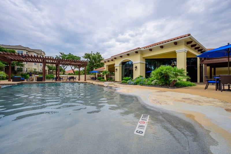 Resort style pool at Pecan Springs Apartments in San Antonio, Texas