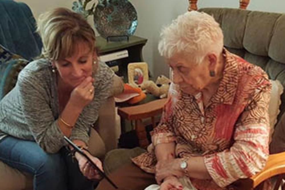 A daughter and her resident mother at Peachtree Village Retirement Community in Roswell, New Mexico. 