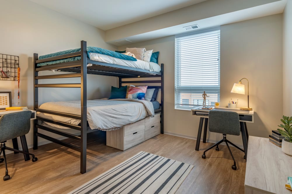Bright bedroom at UNCOMMON Dinkytown in Minneapolis, Minnesota
