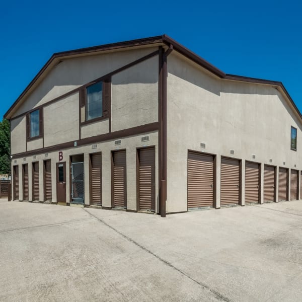 Outdoor drive-up storage units at StorQuest Self Storage in Arvada, Colorado