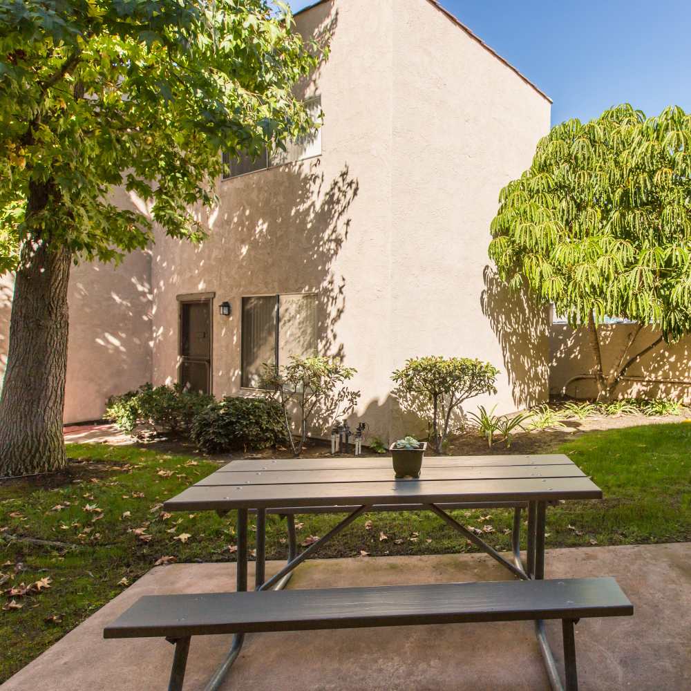 Outside seating area at Casa Madrid in Cypress, California