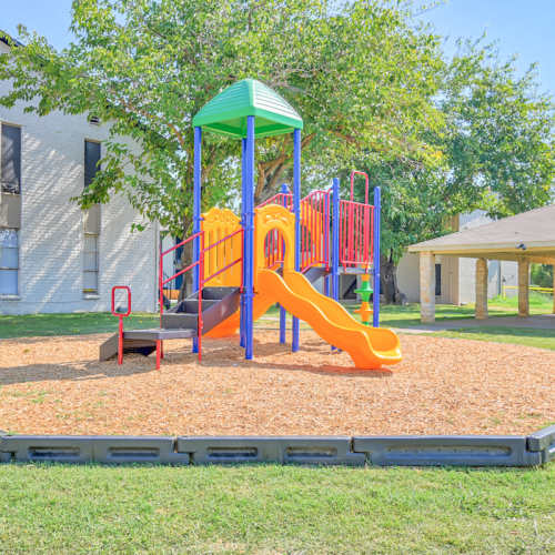 Community playground at Woodside Flats in Dallas, Texas, 
