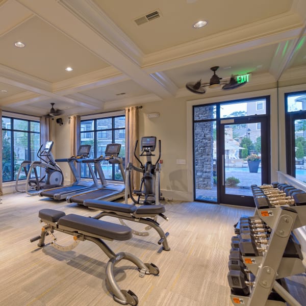 Fitness center for residents at The Heights at Old Peachtree in Suwanee, Georgia